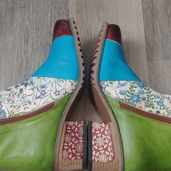 Handmade Boho 60s Leather  Knee High Boots 37 - Picture 8 of 9